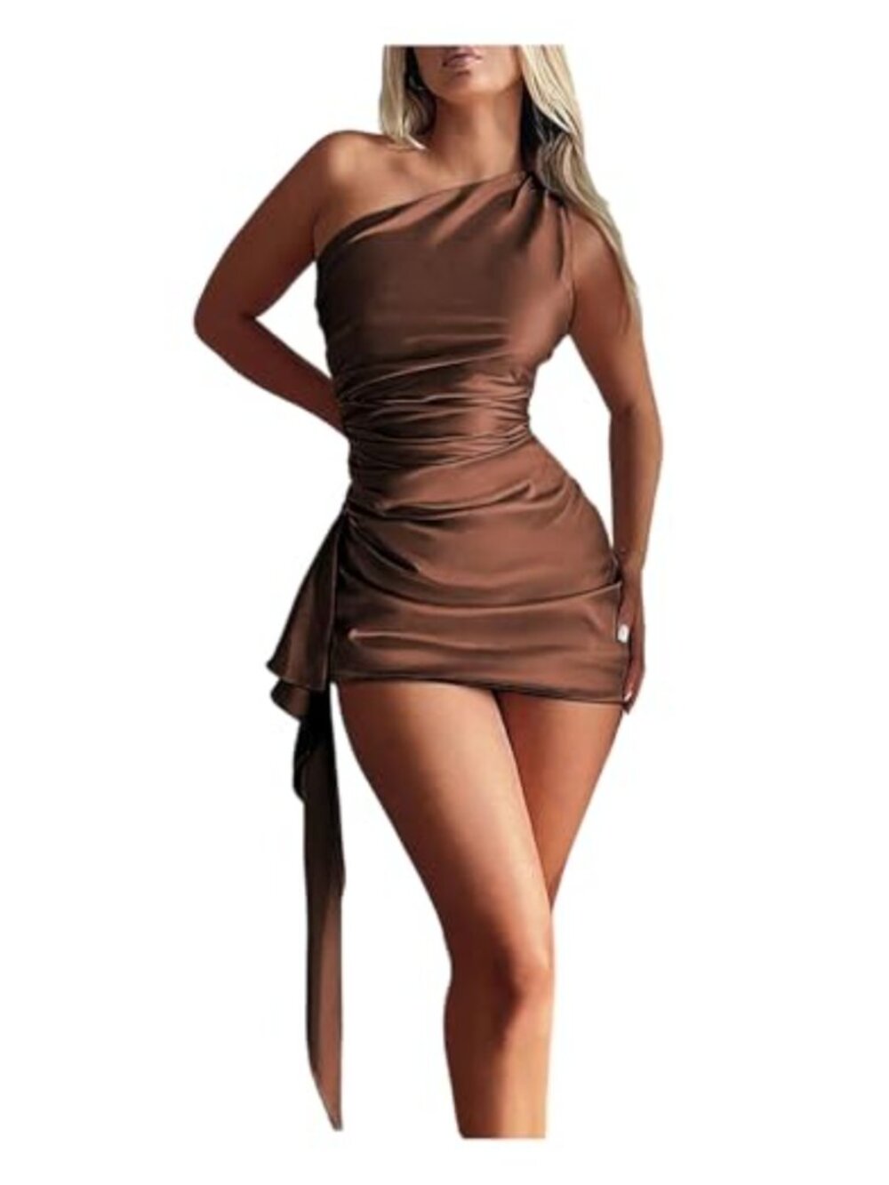 One Shoulder Asymmetrical Fringe Mini Dress Bodycon Sleeveless Club Party